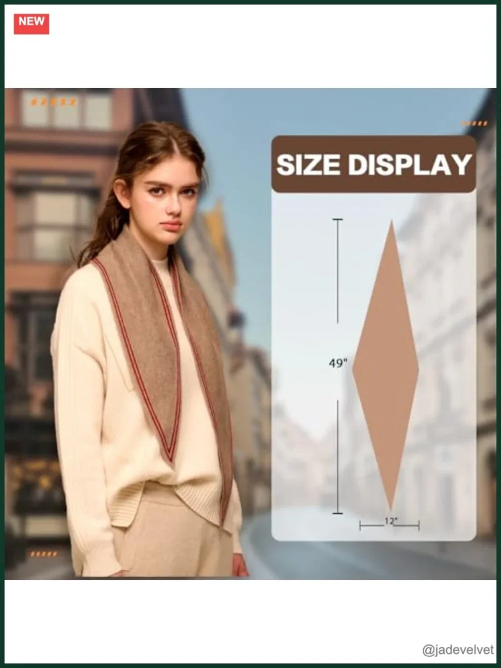 100% Cashmere Triangle Scarf Lightweight Fashion Neck Scarf for Women Men 49x12